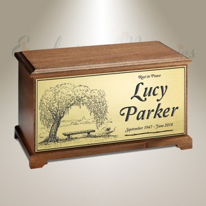 EVR Memories Branches Crematie Urn Gepersonaliseerd met aangepaste plaat en tekst - Made in Montana - VS - Houten urn voor as
