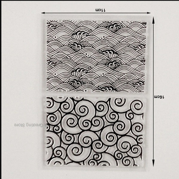 Ocean Waves Texture Clear Stamp, Polymer Clay Texture Mat also for  Scrapbooking, Paper Designs & Use With Mica or Inks