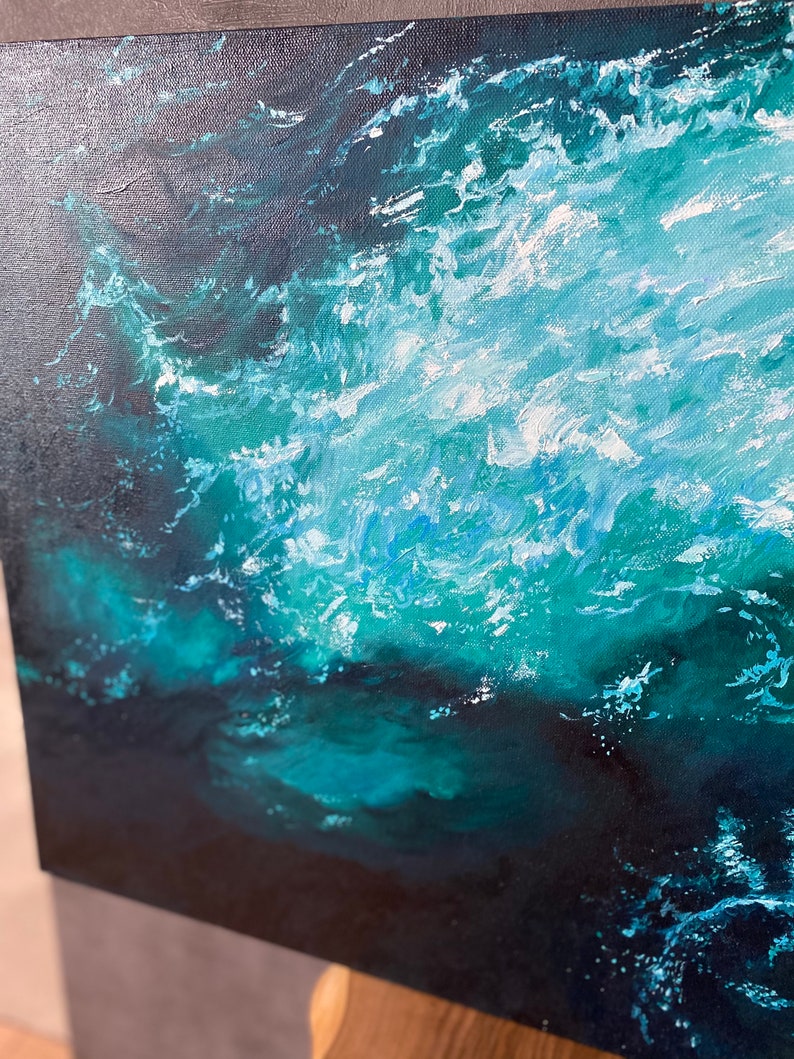 Seascape Abstract Oil Painting Wall Art Impasto Original Etsy