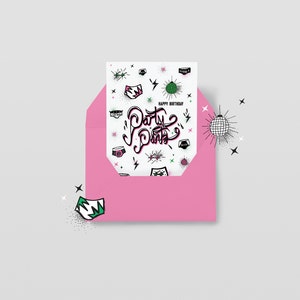 Pantalones de fiesta, Cool Birthday Card, Girlie Card, BFF, Best Friend Birthday, Rock N Roll, Disco, Dance Party, Glitter, Pink Card, Party, Teenage