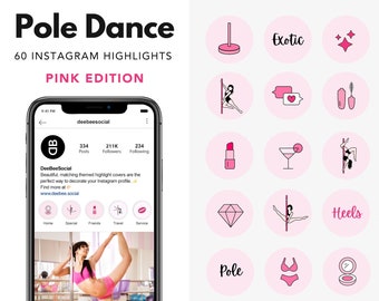 Pink Pole Dance Highlights | Instagram Highlight Covers | Instagram Dance Highlight Icons | Instagram Stories