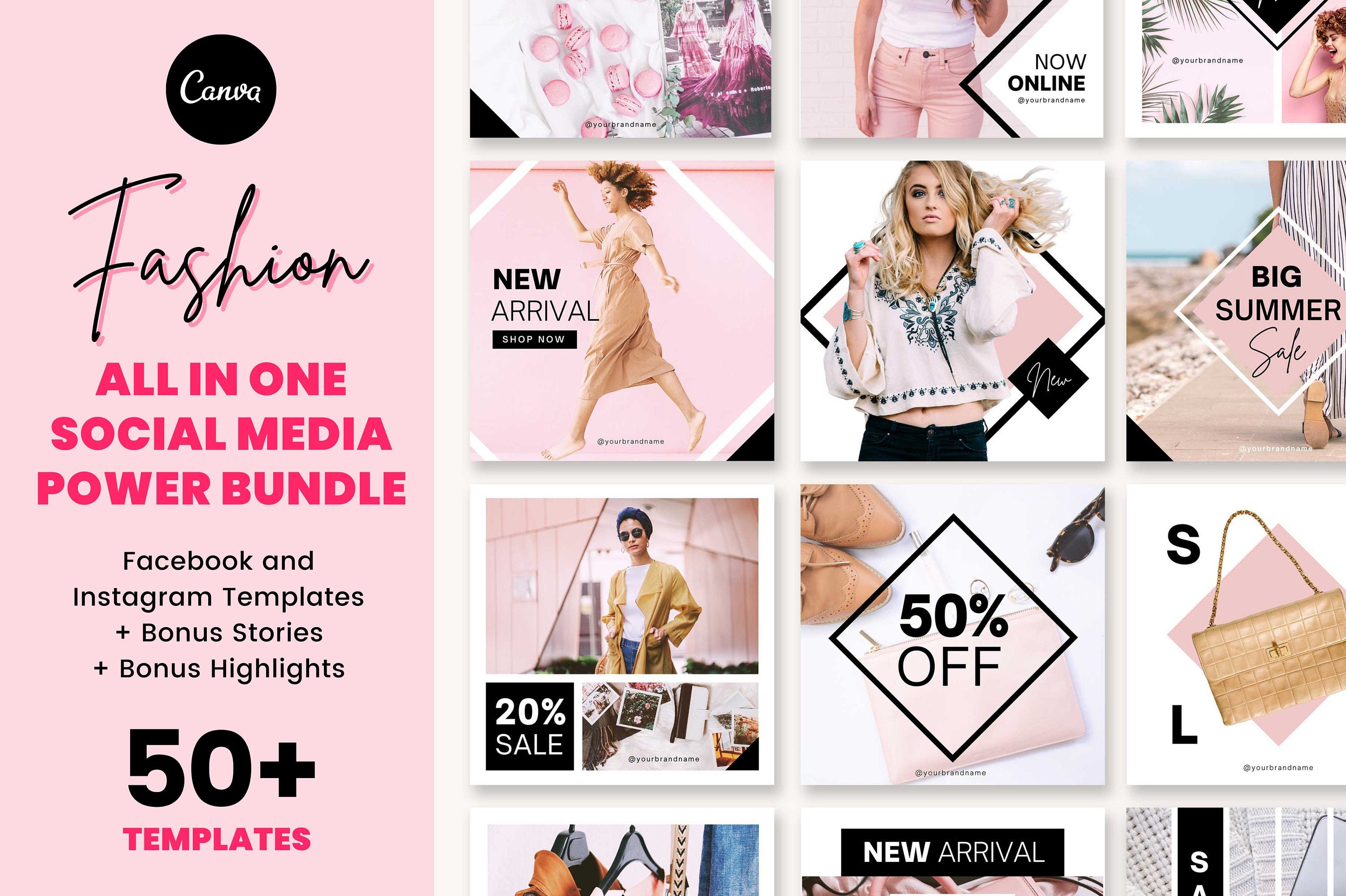 Fashion Power Bundle Canva Fashion Post Templates Canva Etsy