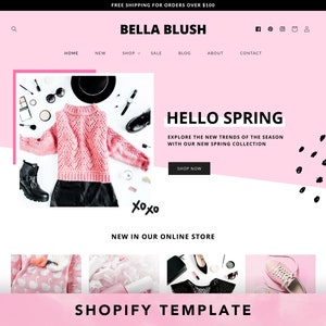 Pink Shopify Theme Template - Website Design- Shopify Clothing Theme - Pink Shopify Boutique Theme
