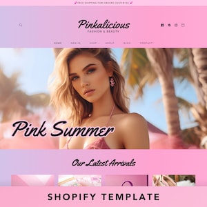 Pink Gradient Shopify Theme Template - Shopify Website Design - Shopify Pastel Website Theme
