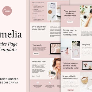 Online Kurs Sales Page Template für Canva, Sales Landing Page Template, Website Landing Page, Online Webseiten Template