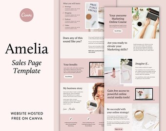 Canva Sales Page Template, Online Course Landing Page (Digital Download)