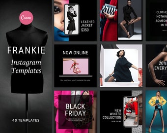 Fashion Templates for Canva - Instagram feed - Dark Instagram Templates for Canva - Engagement Instagram