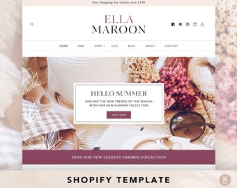 Ella Maroon Shopify Theme – Elegant Boutique Website Template