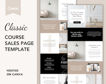 Classic Course Sales Page Template, Canva Landing Page (Digital Download)