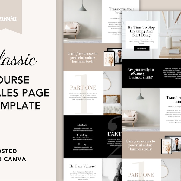 Classic Coaching Sales Page Template Canva, Sales Landing Page Template, Website Landing Page, Online Course Template