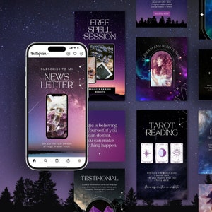Galaxy Instagram Post Pack for Canva - Spiritual Instagram Templates - Magical Instagram feed - Witchy Things