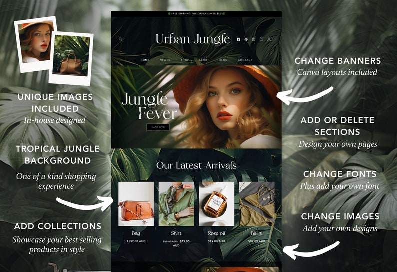 Urban Jungle Shopify Theme – Sage Green Website Template image 4