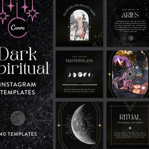 Spiritual Instagram Templates for Canva - Engagement Instagram - Magic Instagram feed - Witchy Things