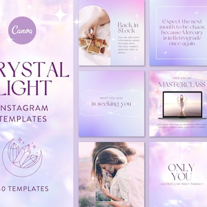 Crystal Instagram Templates for Canva - Spiritual Instagram - Magical Instagram feed - Witchy Things