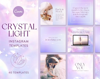 Crystal Instagram Post Templates - Spiritual Canva Feed (Digital Download)