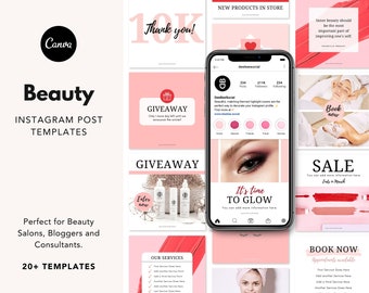 Beauty Instagram Post Pack - Instagram Templates - Cosmetic - Social Media Templates - Engagement Booster - Blogger