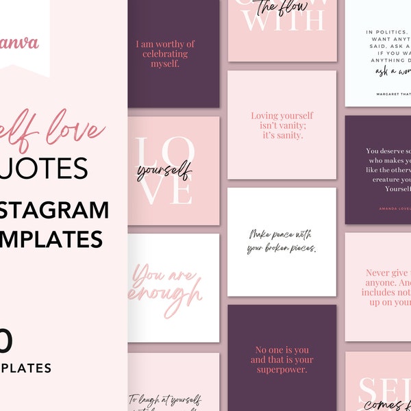 Self Love Quote Templates - Canva Templates For Self Love Instagram - Quote Templates - Affirmations