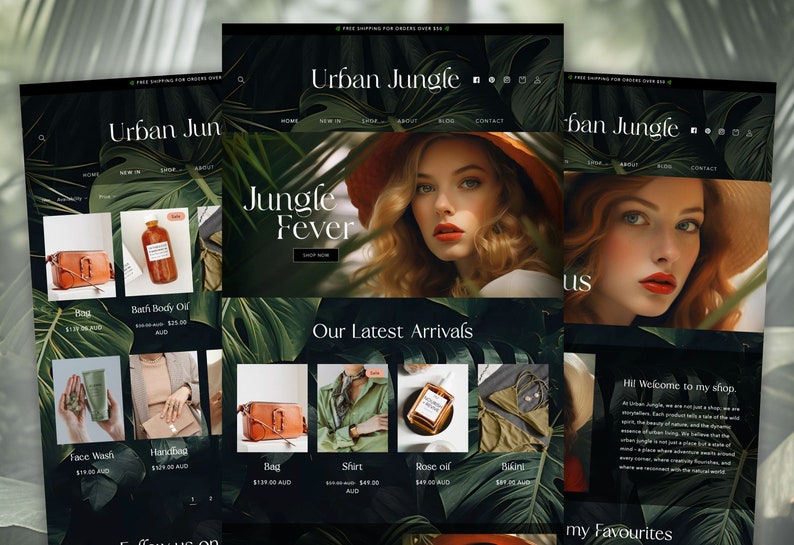 Urban Jungle Shopify Theme – Sage Green Website Template image 3