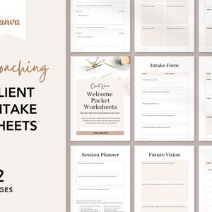 Coaching Client Intake Sheets - Canva Coaching Template - Client Onboarding - Coaching Intake Forms - Business Templates