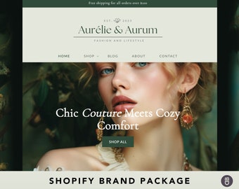 Aurélie & Aurum Shopify Theme Package – Modern Website Design Template and Brand Package
