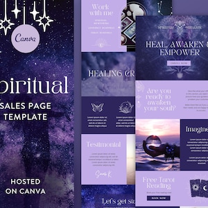 Spiritual Sales Page Template for Canva, Online Course Template, Sales Landing Page Template, Canva Website Template
