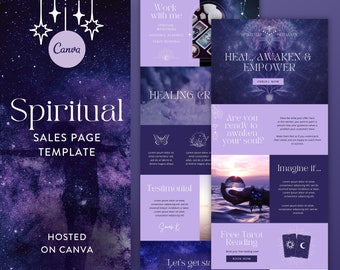 Spiritual Sales Page Template for Canva, Online Course Landing Page (Digital Download)