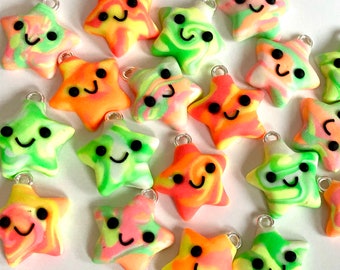 Neon Glow in the Dark Star Schlüsselanhänger Charms - Schlüsselanhänger nach Wahl von Farben!