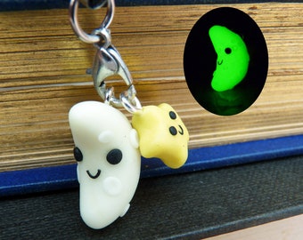 Glow-in-the-Dark Mond und Stern Schlüsselanhänger Charm Halloween