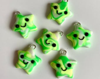 Neon Grün Glow in the Dark Star Schlüsselanhänger Charms - Helle Keychain