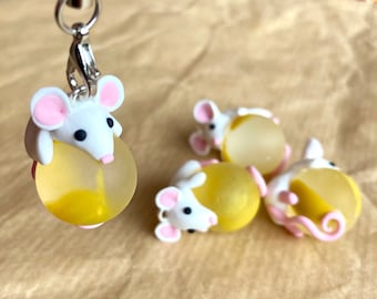 Little Mouse and Marble Handmade keyring charm