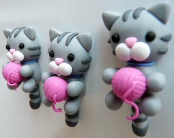 Handgemachter Kühlschrankmagnet mit Wollknäuel - Küchen Geschenk - Personalisierbar auf Anfrage