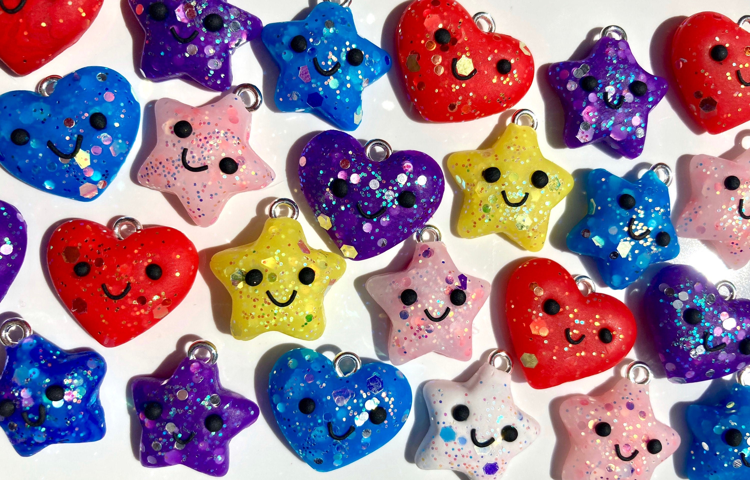 Glitter and Shine Keyring Heart Charms with your choice of Etsy
