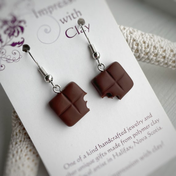 Christmas Easter Chocolate Square Small Drop Earrings