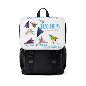 Tomorrow takes me Higher Paper airplanes - Unisex Casual Shoulder Backpack