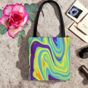 Psychedelic Rainbow AOP Tote Bag