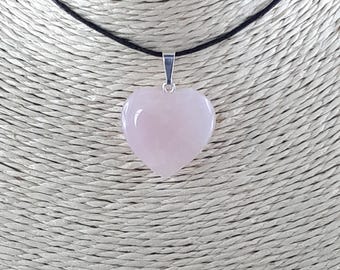Rose Quartz Heart Pendant - Natural Stone