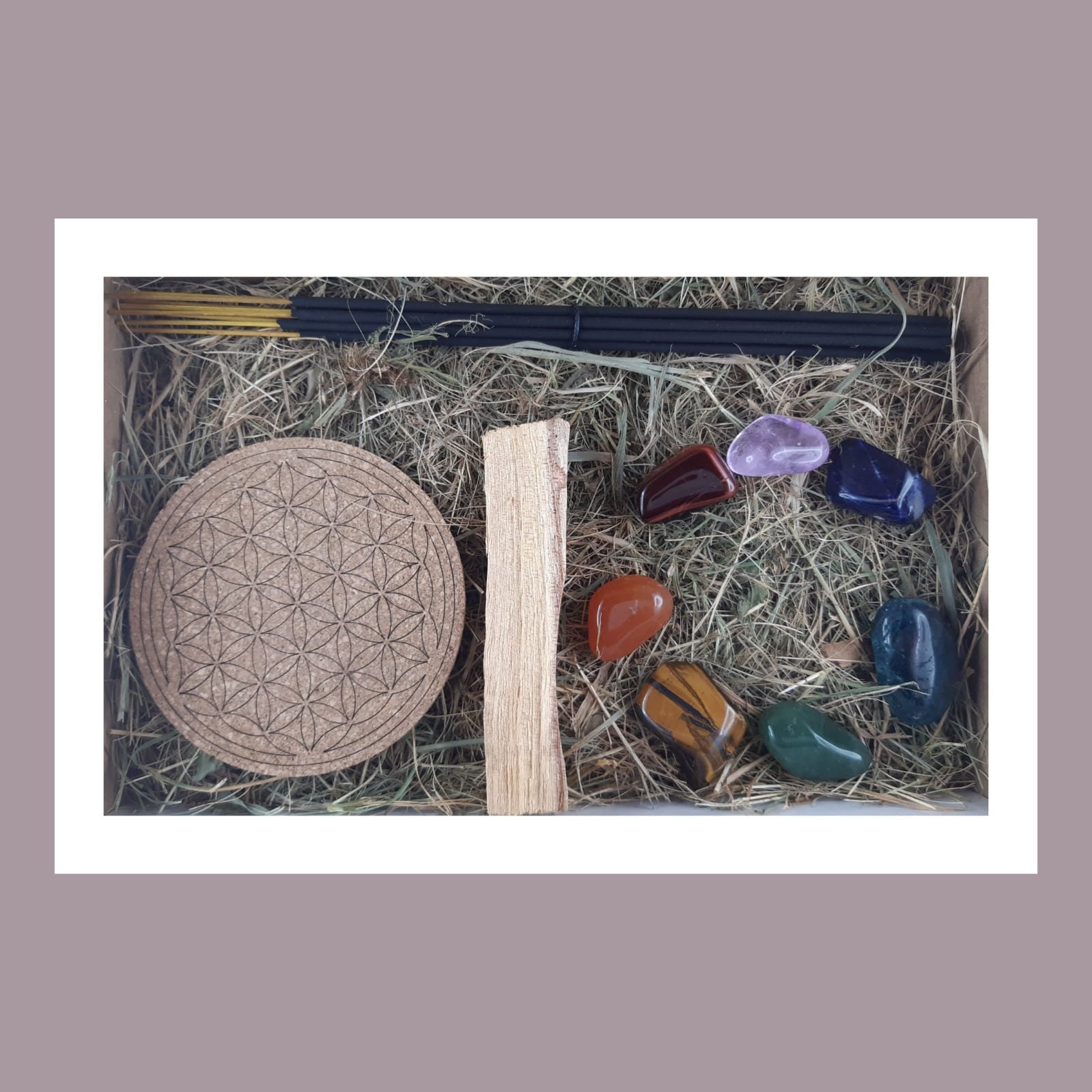 Coffret Bien-Être - Lithothérapie 7 Chakras Encens Dynamiseur Palo Santo