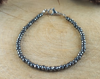 Hematite Bracelet - Natural Stones - Stainless Steel Clasp