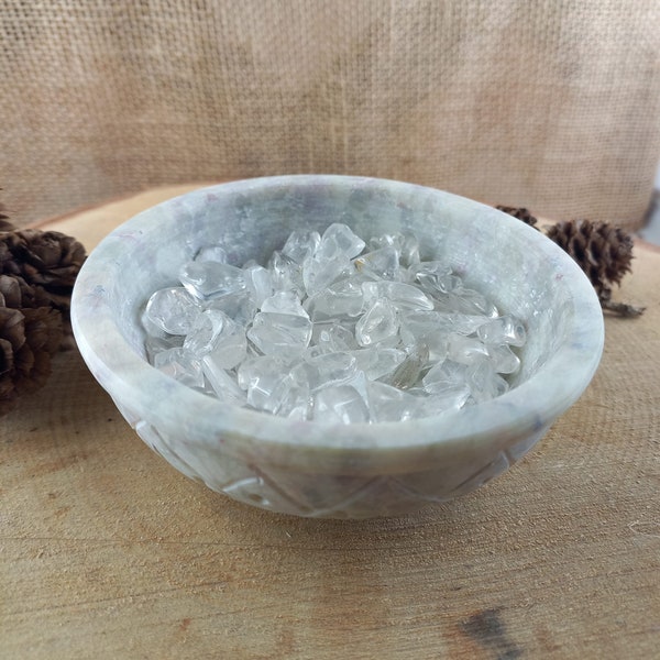 Kit de purification et rechargement - bol en Stéatite 10cm + 100g de Cristal de roche
