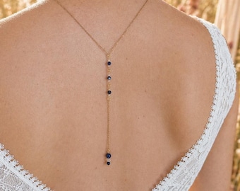 Wedding jewelry set | Customizable back necklace and earrings | Boho chic wedding | Stainless steel