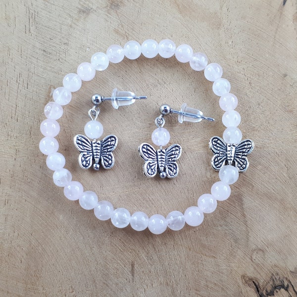 Parure enfant - Boucles d'oreille et bracelet - Papillon