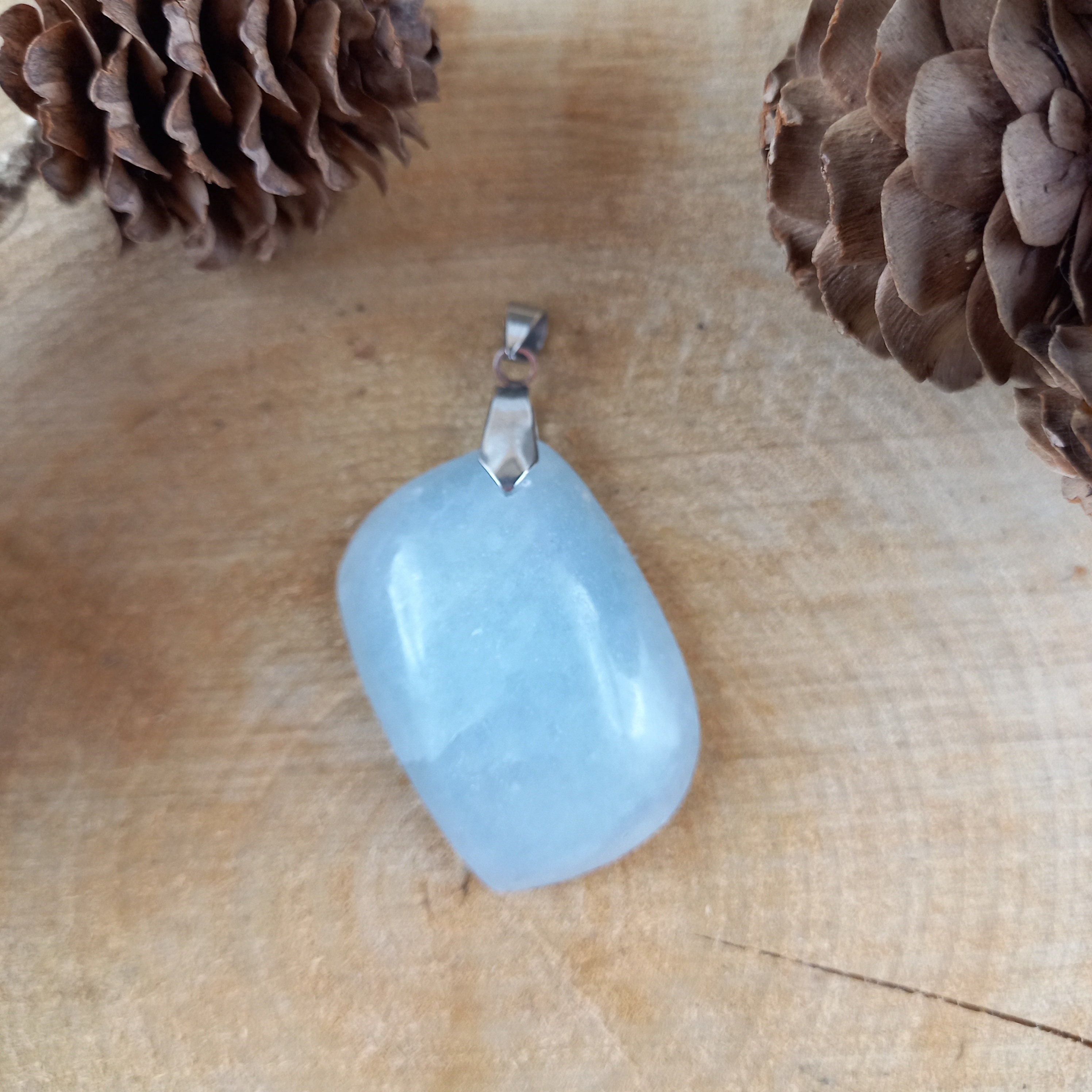 Blue Calcite Necklace, Copper Wrapped Raw Crystal Pendant – solsticewaves