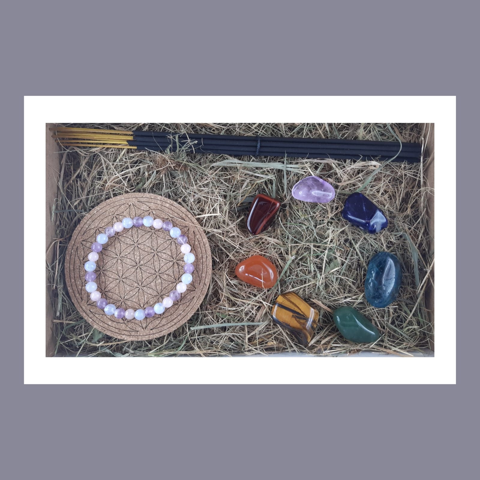 Coffret Bien-Être - Lithothérapie 7 Chakras Encens Dynamiseur Bracelet