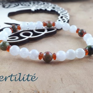 Fertility - Bracelet in Natural Stones of 6mm - Moonstone - Unakite - Carnelian