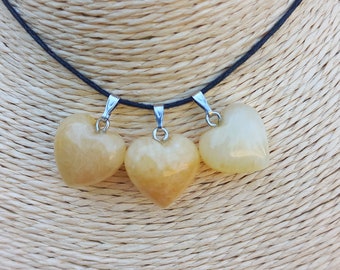 Yellow Calcite Heart Pendant - Random Model - Natural Stones
