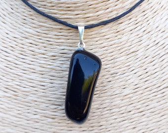Black Obsidian Pendant - Natural Rolled Stone