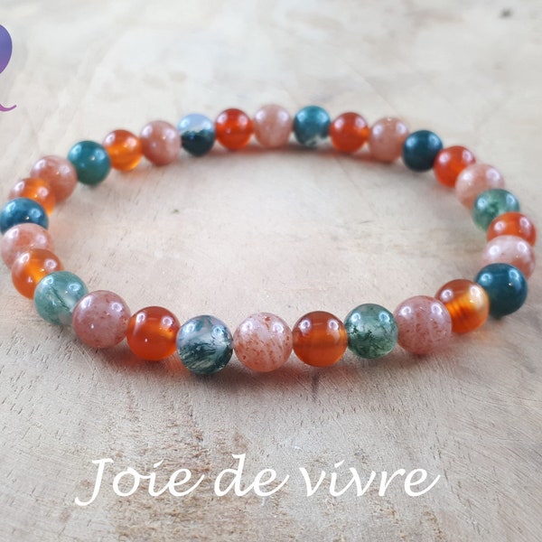 Joie de vivre - Bracelet in natural stones 6mm of Agate foam - Carnelian - Sunstone