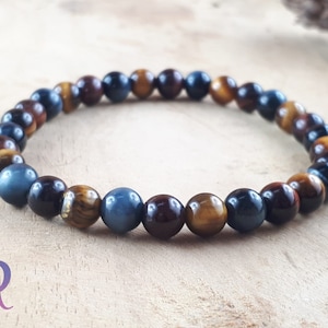 3 Eye Bracelet - Hawk&#39;s Eye - Bull&#39;s Eye - Tiger&#39;s Eye - 6mm Natural Stones