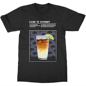 Cocktail T-Shirts, Dark N Stormy T-Shirt, Cocktail Poster, Cocktail Geschenk, T-Shirt Geschenk für Papa, Geschenk für Ihre Bar, Bar Zubehör.