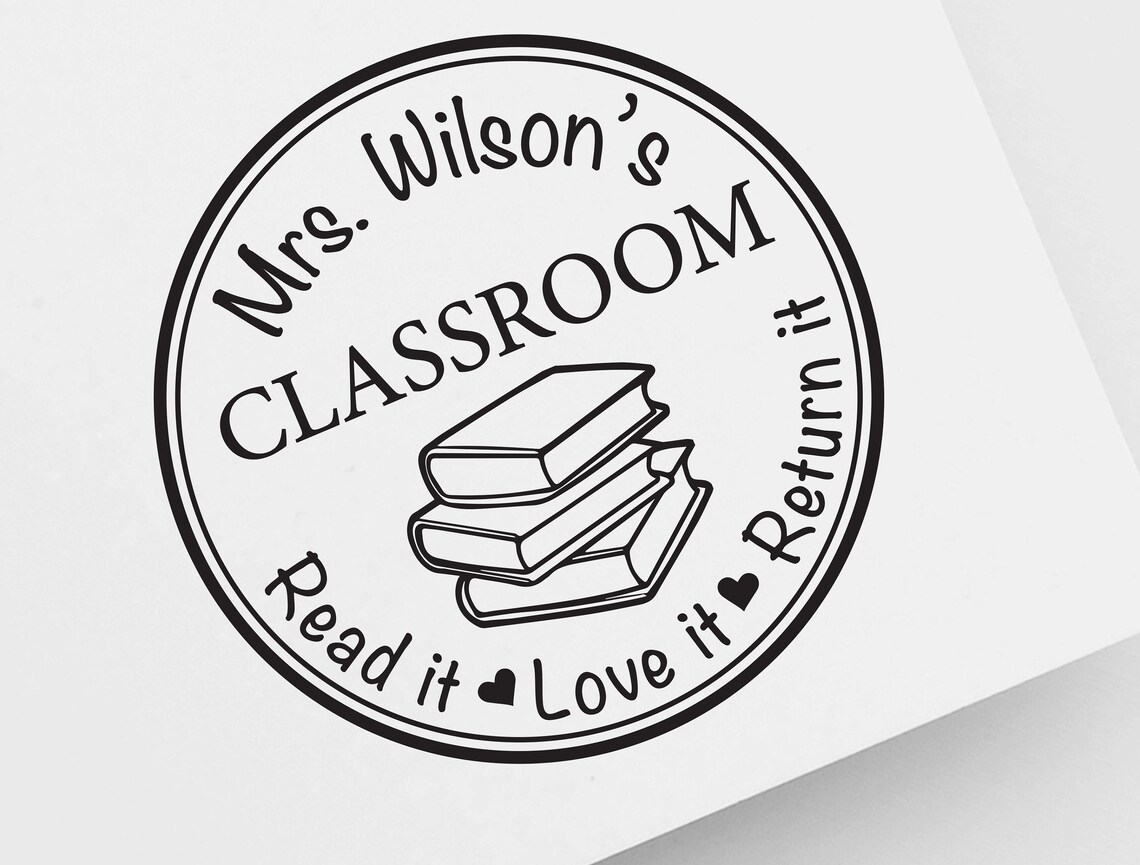 Teacher Stamp Classroom Book Stamp Library Book Stamp Etsy